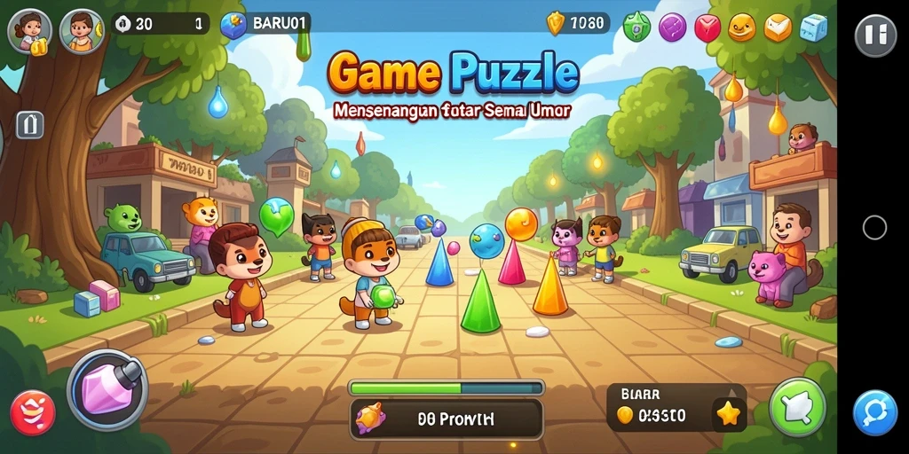 Tampilkan gameplay seru dan menyenangkan dari game Puzzle BARU01.