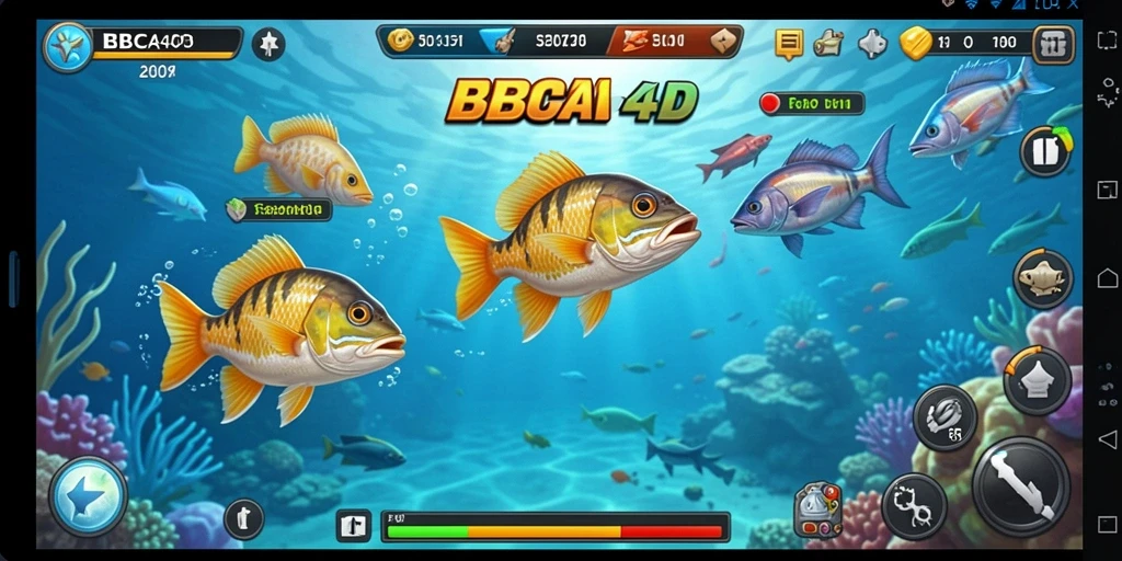 Tampilan seru dari gameplay BBCA4D saat menangkap ikan.