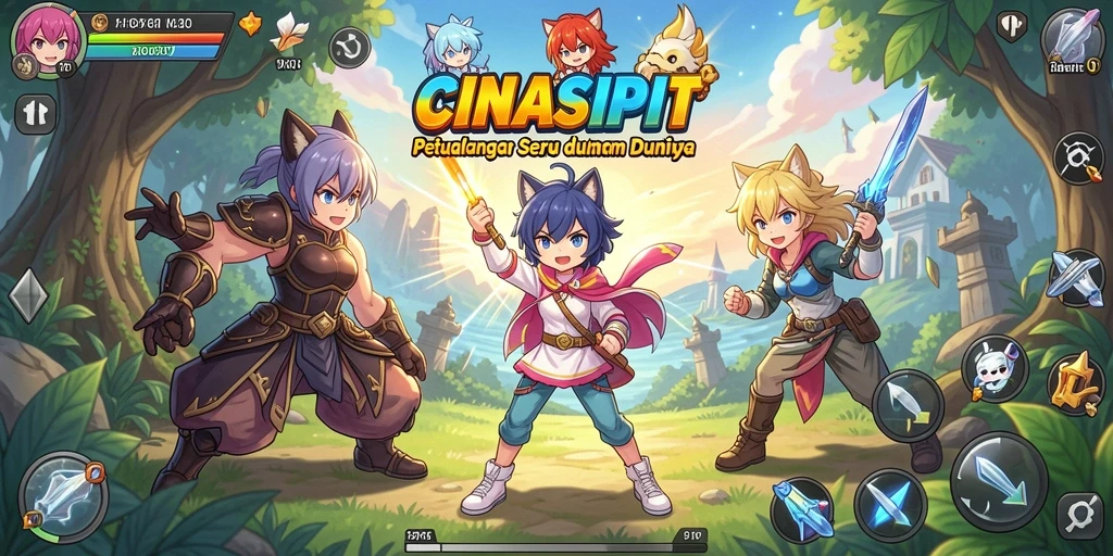 Screenshot gameplay CINASIPIT menampilkan pertarungan seru karakter Anime.