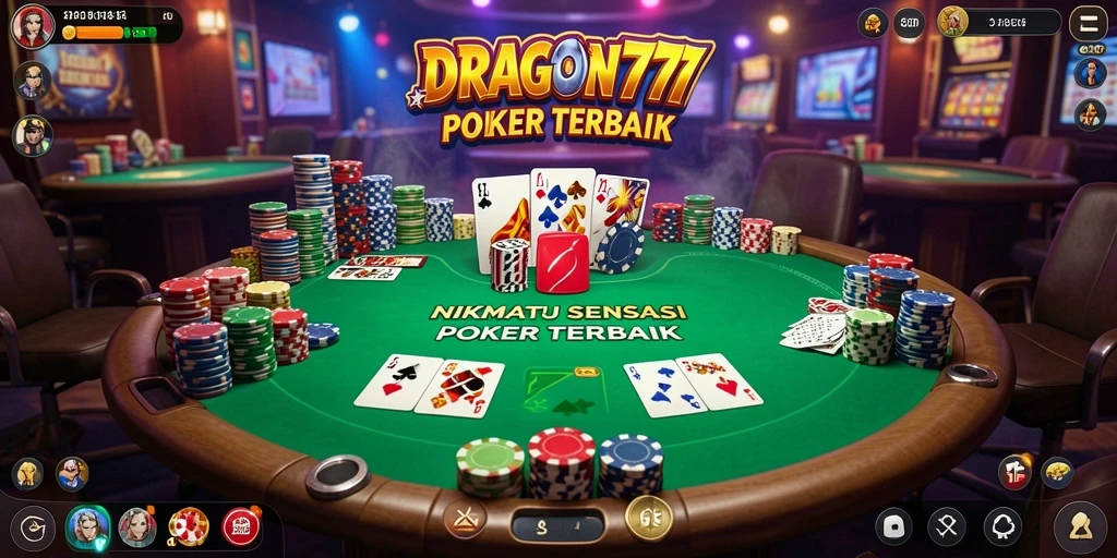 Tampilan gameplay DRAGON777 dengan suasana poker yang seru.