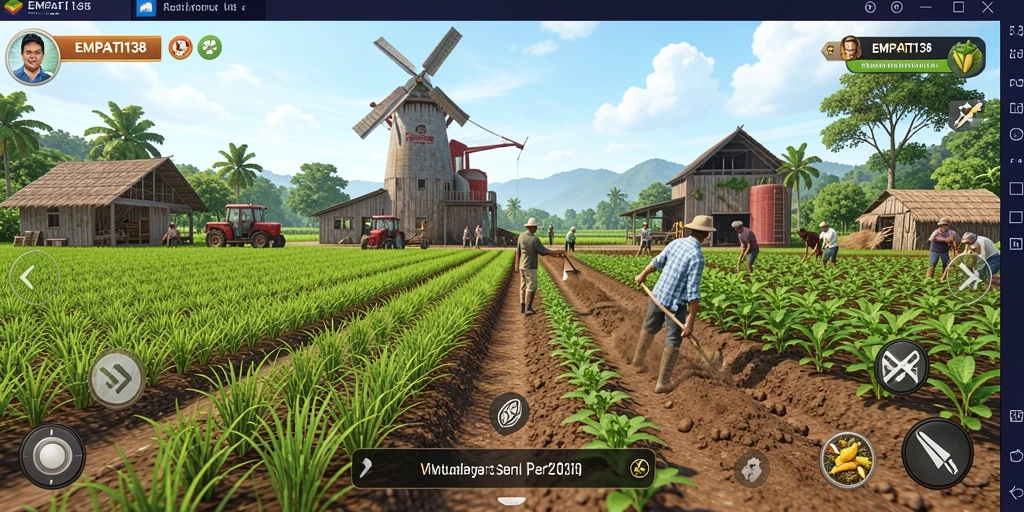 Screenshot gameplay EMPATI138 menampilkan hasil panen yang melimpah.