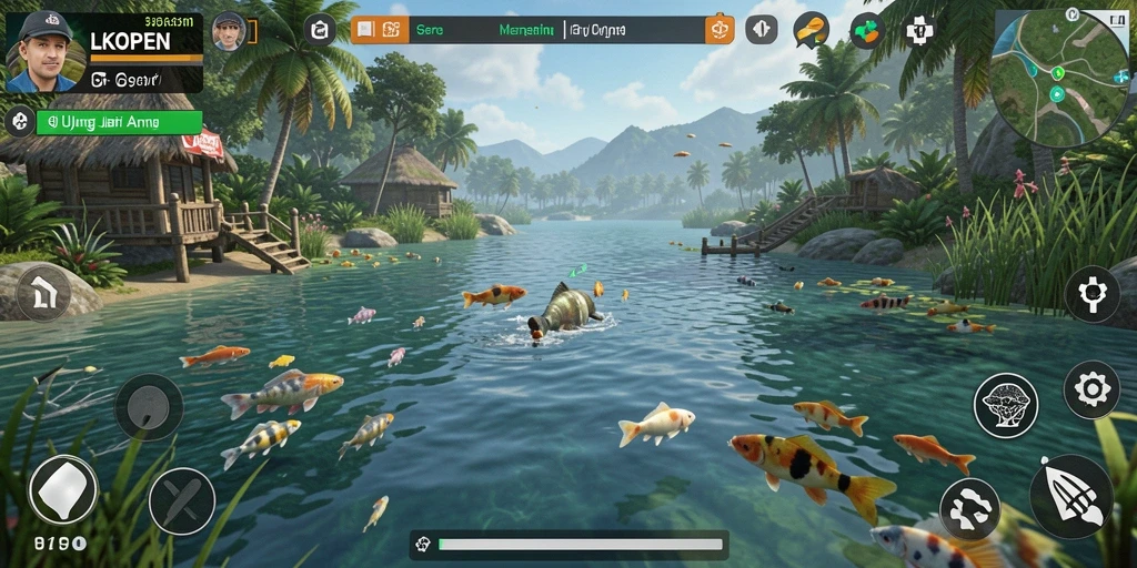 Screenshot gameplay LKOPEN menampilkan pengalaman memancing yang mendebarkan dan realistis.