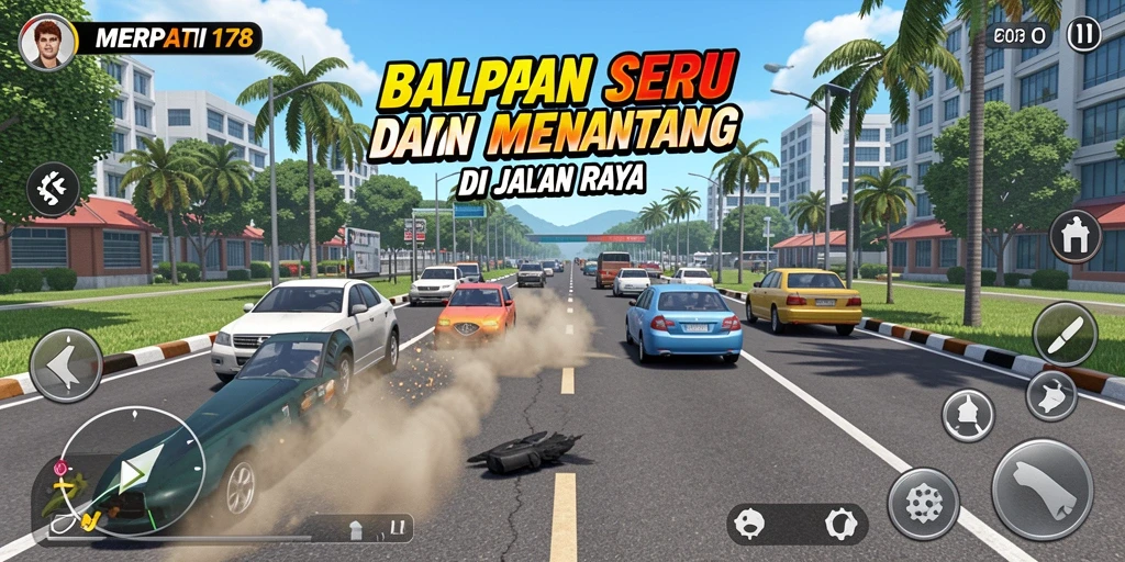 Tangkapan layar gameplay dari MERPATI178 menampilkan aksi balapan menegangkan.