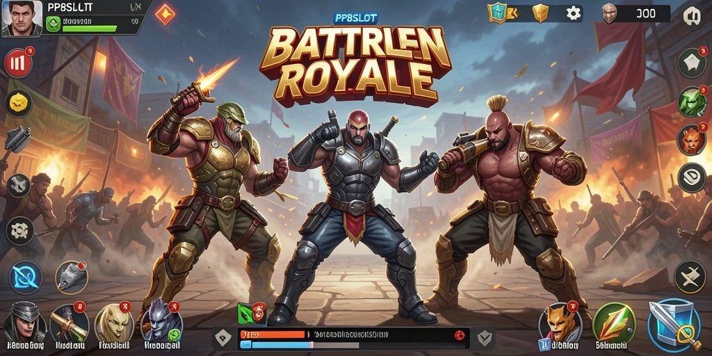 Tangkapan layar PP8SLOT menampilkan aksi seru dalam pertempuran Battle Royale.