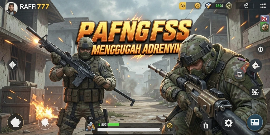 Gameplay intens RAFFI777 dengan aksi tembak-menembak menegangkan.