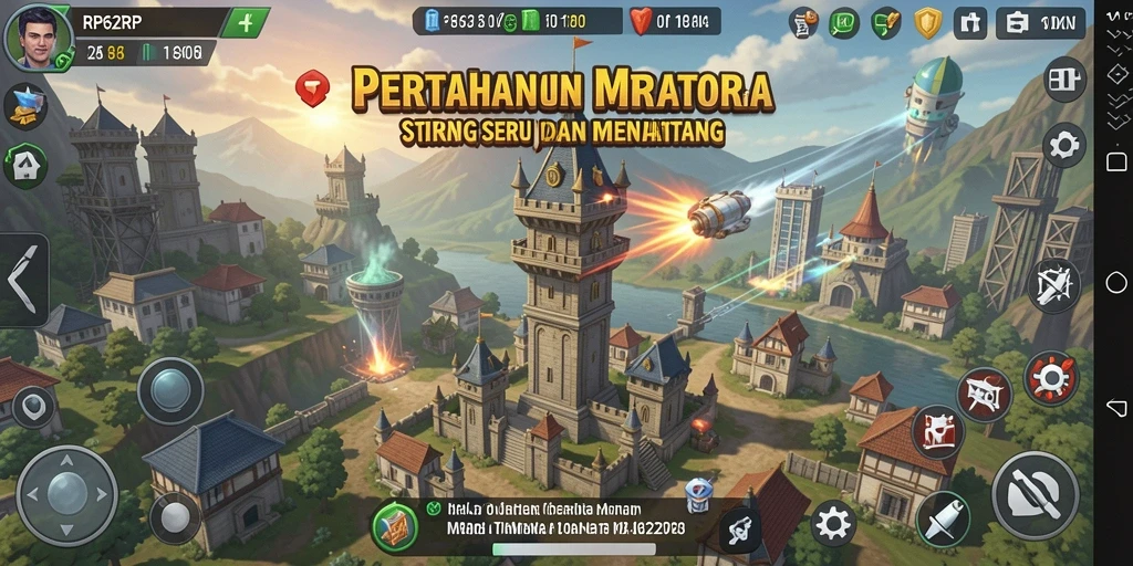 Tampilan menara pertahanan yang siap menghadapi musuh.