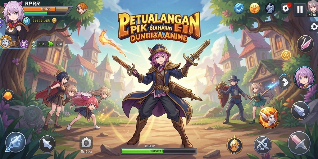 Tangkapan layar utama RPRR menunjukkan aksi pertarungan yang menegangkan dan karakter anime yang berwarna-warni.