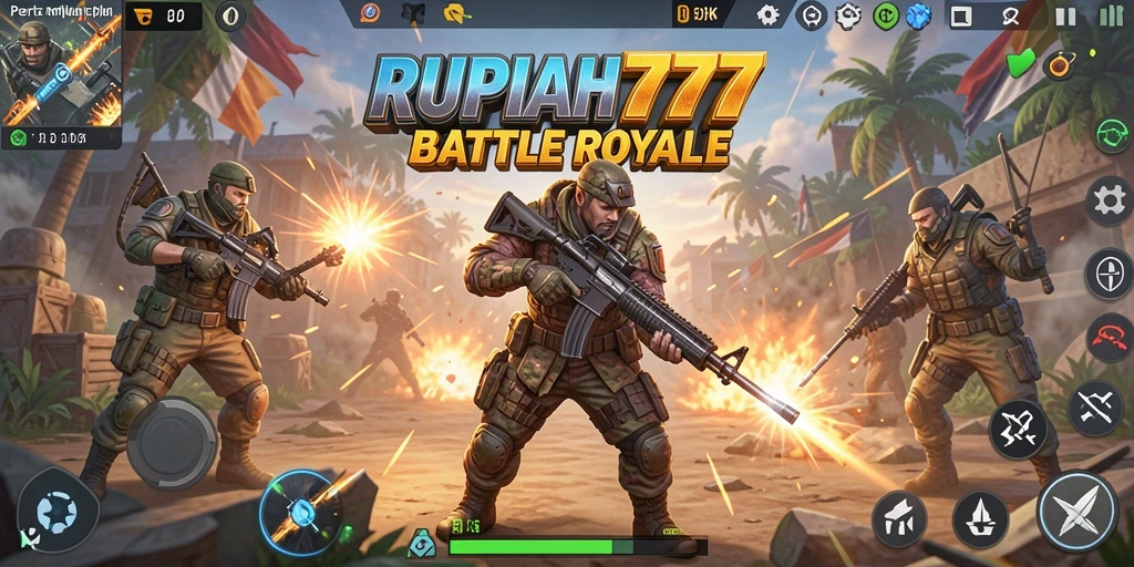 Tangkapan layar RUPIAH777 menampilkan aksi intens di arena Battle Royale.