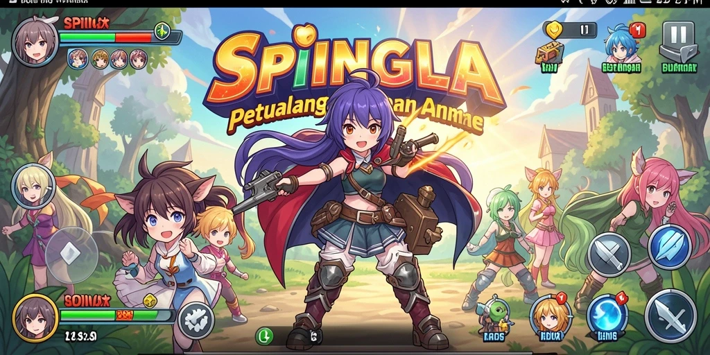 Tampilan menarik dari gameplay SPINGILA dengan karakter Anime beraksi.