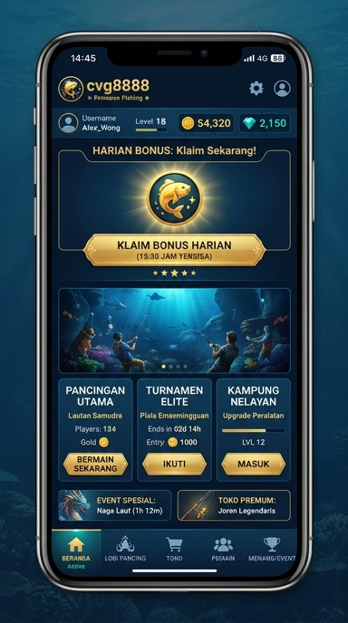 Tampilan utama cvg8888 dengan berbagai kategori aplikasi.